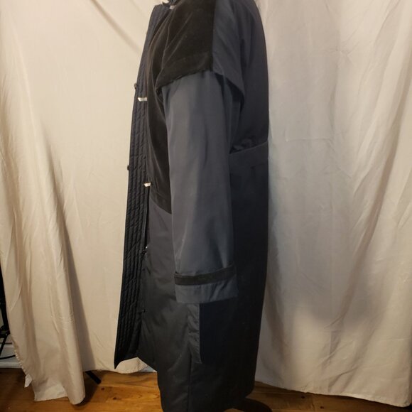 Women's Vintage DOWN CREST Black Corduroy & Fabric Full Length Puffer Coat - 7/8 - Picture 6 of 10